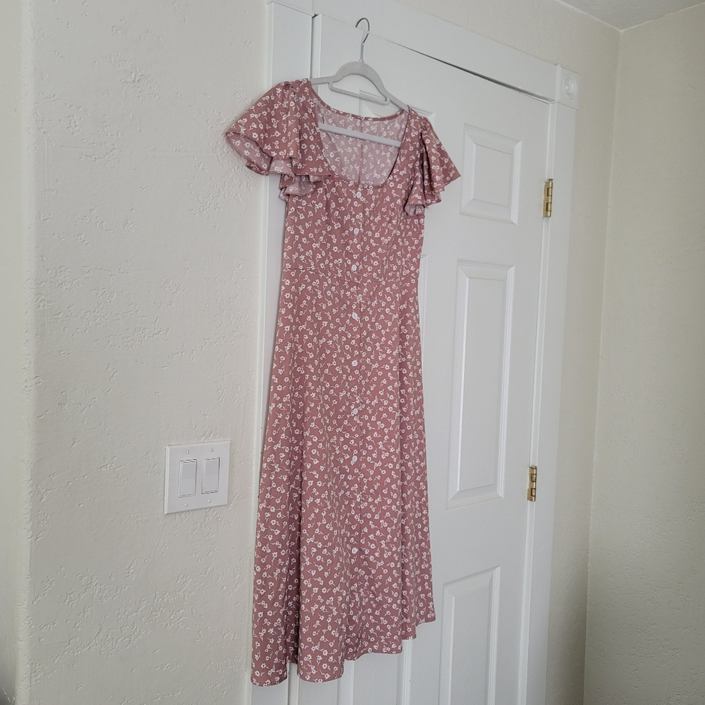 Floral button-up dress, size S